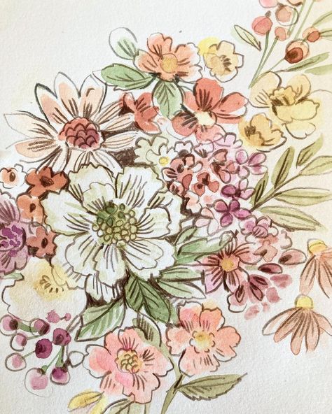 Clare Therese (@claretheresegray) • Instagram photos and videos Watercolour And Coloured Pencil Illustration, Clare Therese Gray Art, Colored Pencil Floral Art, Coloured Pencil Illustration, Color Pencil Flowers, Wedding Painting Ideas, Clare Therese, Coloured Pencil Drawings, Color Pencil Illustration