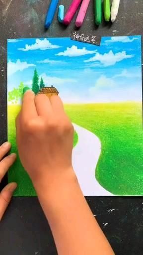 Painting Ideas Using Oil Pastel, Crayola Oil Pastels, How To Paint Nature Step By Step, Drawing Ideas Oil Color, Nature Drawings Oil Pastels, Drawing Ideas Easy Step By Step Nature, Nature Drawing Using Oil Pastels, Nature Drawing Oil Pastel Easy, Nature Drawing With Crayons