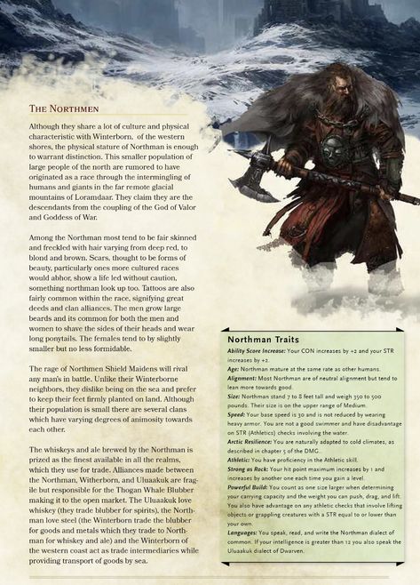 Norse Dnd, Dnd Homebrew Classes 5e Barbarian, D&d Homebrew Races, Monster Hunter Dnd 5e, Homebrew Races, Monster Hunter Dnd Stats, 5e Races, D&d Monster Stats, Homebrew Classes