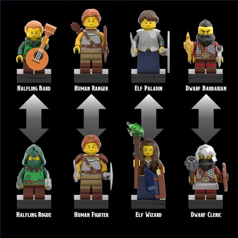 LEGO IDEAS - 50 years of Dungeons & Dragons! - Red Dragon Encounter Lego Dungeons And Dragons, Lego Moc Ideas, Lego Dnd, Halfling Rogue, Lego Medieval, Dnd Minis, Lego Knights, Types Of Magic, Temple Ruins