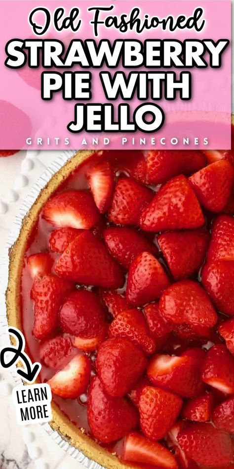 Classic strawberry pie with Jello is full of fresh, plump and juicy, sun-ripened strawberries topped with a delectable strawberry glaze. This classic strawberry pie recipe is made with just a few simple ingredients, it's quick, easy, and fabulous! Great for Easter, Mother's Day, or any spring occasion! Strawberry Glaze Recipe Using Jello, Simple Strawberry Pie, Jello Strawberry Pie Recipe, Glaze For Strawberry Pie, Strawberry Glaze With Jello, Easy Strawberry Pie With Jello, Strawberry Glaze Recipe Jello, Strawberry Pie With Graham Cracker Crust, Fresh Strawberry Pie Recipe With Jello