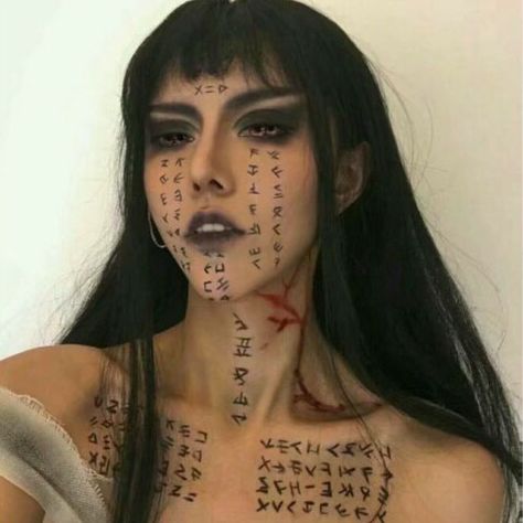 Halloween face appliqué text Sanskrit Japanese mummy female horror scary tattoo stickers waterproof realistic Horror Halloween Costumes Women, Mummy Costume Women, Mummy Tattoo, Villain Ideas, Mummy Makeup, Mummy Halloween Costume, Modeling Inspiration, Mummy Costume, Monster Makeup