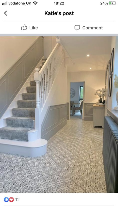 Grey Carpet Hallway, Carpet Hallway, Staircase Design Modern, Hallway Colours, Period Property, Home Stairs Design, Victorian Terrace, Grey Carpet, House Stairs