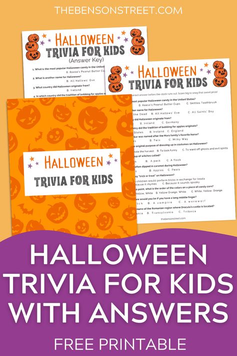 Have a fun time on Halloween night with this free Halloween trivia questions and answers printable. Great for a new holiday tradition full of fun Halloween trivia questions putting your Halloween knowledge to the test. Enjoy! Halloween Trivia Questions And Answers, Halloween Trivia Questions, Halloween Questions, Halloween Trivia, Origin Of Halloween, Bobbing For Apples, Halloween Facts, Trivia Questions And Answers, Room Mom