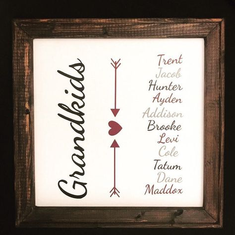 Reverse Canvas Sign, Grandkids Sign, Diy Gifts Cheap, Easy Handmade Gifts, Diy Gifts For Dad, Reverse Canvas, Gifts For Grandma, Cheap Christmas Gifts, Projets Cricut