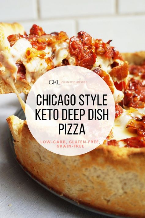 Keto Deep Dish Pizza | Gluten-Free Pizza | Clean Keto Lifestyle Keto Pizza Ideas, Keto Deep Dish Pizza, Keto Brood, Sugar Challenge, Carnivore Recipes, Keto Baking, Low Fat Low Carb, Clean Keto, Pan Sin Gluten