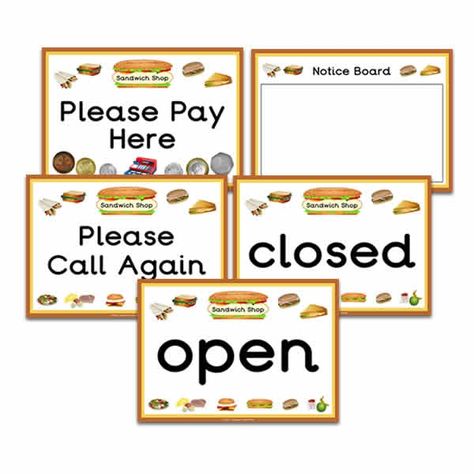 Sandwich Shop Role Play Signs Role Play Shop, Shop Role Play, Role Play Areas, Teaching Resources Primary, Key Stage 1, Sandwich Shop, Primary Resources, Restaurant Signs, Sandwich Shops