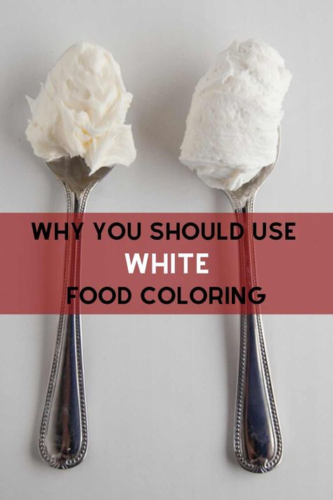 Use white food coloring to make your white buttercream pure white, no more yellow tint from the butter! White Piping Icing, Pure White Buttercream Frosting, White Buttercream Frosting, Oil Based Food Coloring, White Food Coloring, Peanut Butter Icing, Frosting Colors, Decorator Frosting, White Buttercream