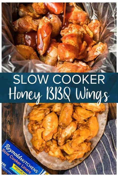 Crockpot Wings, Wings Slow Cooker, Honey Bbq Chicken Wings, Freezing Cooked Chicken, Chicken Wings Crockpot, Bbq Chicken Wings Recipe, Honey Bbq Wings, Slow Cooker Chicken Wings, Crock Pot Inspired Recipes