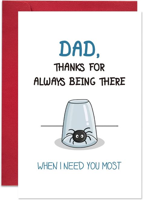 Funny Dad Birthday Cards, Father Birthday Cards, Birthday Cards For Mother, Cute Spider, Happy Birthday Cards Handmade, Cute Christmas Cards, Creative Birthday Cards, Cool Birthday Cards, Birthday Card Drawing