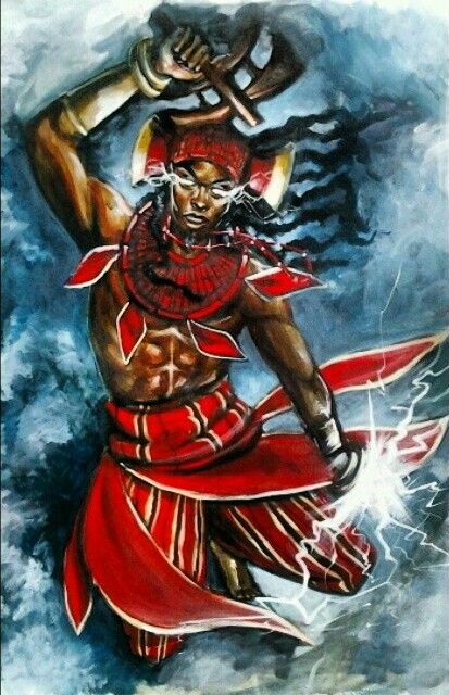 Shango Orisha of thunder,⚡ by Stephen Hamilton ❤ Shango God, Shango Orisha, Yoruba Orishas, Saint Jerome, Orishas Yoruba, African Mythology, Saint Barbara, African Spirituality, Black Artwork