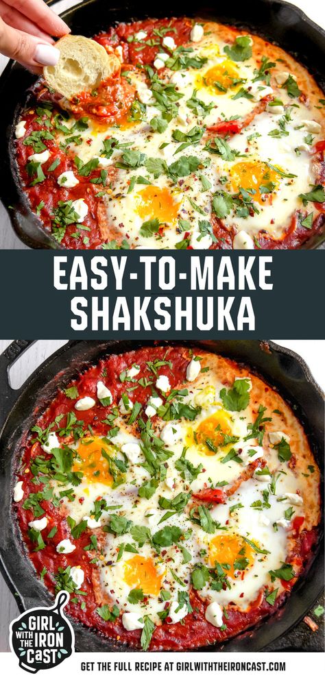 Eggs Tomato Sauce, Poached Eggs Breakfast, Easy Shakshuka Recipe, Easy Shakshuka, Shakshuka Recipe, Shakshuka Recipes, Breakfast Recipes Easy Quick, Brunch Recipe, Mediterranean Dishes