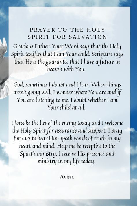 God the Holy Spirit is our constant companion on this earth. The Bible teaches us that He is our teacher, comforter, enabler, and more. Here are 6 prayers to receive the Holy Spirit and access His ministries for your life. Prayer To The Holy Spirit, Teach Me To Pray, Holy Spirit Prayer, Salvation Prayer, Uplifting Quotes Positive, Healing Verses, Bad Spirits, Personal Prayer, Everyday Prayers