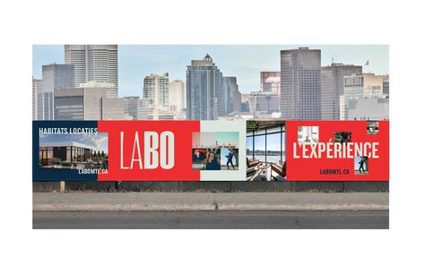 Branding: LABO Urban Lofts on Behance Hoarding Design, Real Estate Banner, Banner Design Inspiration, Construction Area, Urban Development, Urban Loft, Poster Ads, Outdoor Advertising, Environmental Graphics