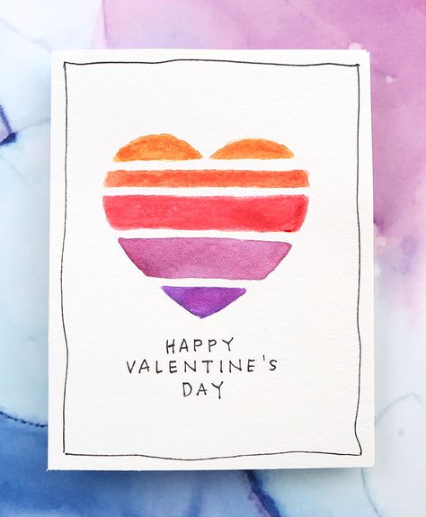 Easy DIY Valentine’s Day Card (Minimal Supplies Needed) – kwernerdesign blog Watercolor Valentine Cards, Creative Valentine Cards, Easy Valentine Cards, Cute Valentines Day Cards, Kristina Werner, Valentines Day Cards Diy, Saint Valentin Diy, Valentines Bricolage, Valentines Day Cards Handmade