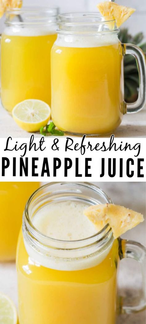 Tropical Fruit Juice Recipe, Tropical Juice Recipe, Homemade Easy Recipes, Homemade Juices, Pineapple Juice Recipes, Tropical Juice, Fruit Juice Recipes, Pineapple Water, Pineapple Drinks