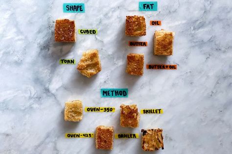 The Absolute Best Way to Make Croutons, According to So Many Tests How To Make Croutons, Crouton Recipes, Seattle Food, Beef Hot Dogs, Croutons Homemade, Makanan Diet, Croutons, Cooking Techniques, Food 52