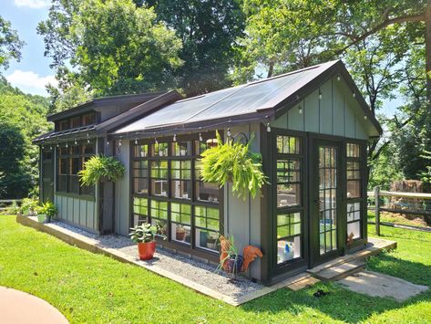 Combo Greenhouses - Trailside Structures LLC She Shed Greenhouse, Greenhouse Shed Combo, Metal Pole Barns, Greenhouse Shed, Pole Barn House Plans, Backyard Gazebo, Backyard Greenhouse, Greenhouse Plans, Garden Oasis