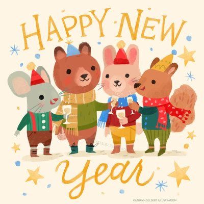 Eating Chinese Food, New Year Friends, Happy New Year Friends, To New Beginnings, New Year Illustration, Happy New Year Cards, Christmas Mood, Card Illustration, Christmas Illustration