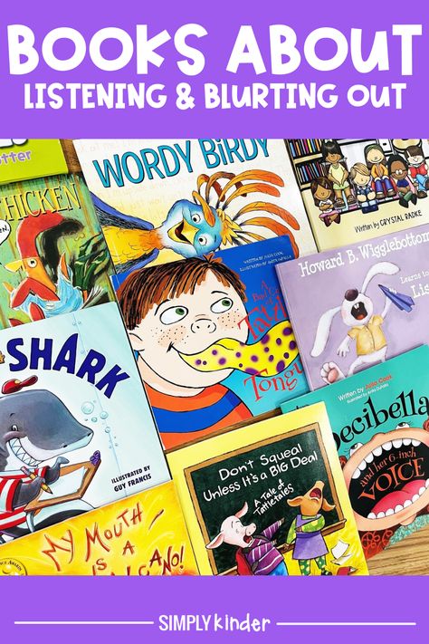 Are your Kinders having trouble listening? Is blurting out a big problem in your classroom? Using books is a great way to address these topics with your students and find a way to correct these issues. Keep reading to find out what books you should add to your classroom library! Books About Blurting Out, Rocket Math, Clark The Shark, Kindergarten Library, Pyramid Model, Outreach Ideas, Audio Books For Kids, Kindergarten Pictures, Listen To Reading