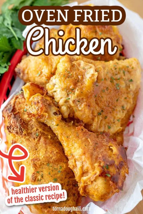 Who doesn’t love fried chicken? How about a slightly healthier version with this easy Oven Fried Chicken recipe from Tornadough Alli! You’ll never go back! This is an easy way to get crispy, juicy chicken without having to mess with frying! This baked chicken is so delicious! Oven Baked Fried Chicken Breast, Oven Fried Chicken Breast, Oven Fried Chicken Legs, Baked Fried Chicken Recipe, Easy Oven Fried Chicken, Oven Fried Chicken Thighs, Oven Baked Fried Chicken, Oven Fried Chicken Recipes, Baked Fried Chicken