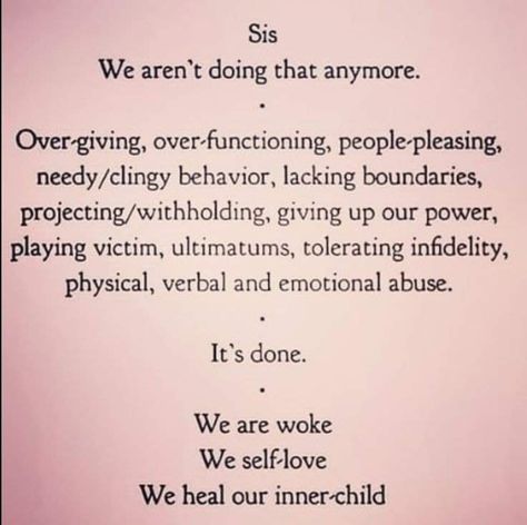 Daily inspiration ✨️ "We not doing this anymore" #healingjourney #lifecoaching #betterhealthbetterlife #mentalhealthmatters #lifementor #healing #dailyquotesforyou #mentalillness #findyourinspiration #dailyinspiration #lifeandwellnesscoach #quotesandsayings #traumahealing #quotes Divine Feminine Quotes, A Beautiful Mind, Healing Journaling, Spiritual Love, My Energy, Emotional Awareness, Empowerment Quotes, Self Love Affirmations, Positive Self Affirmations