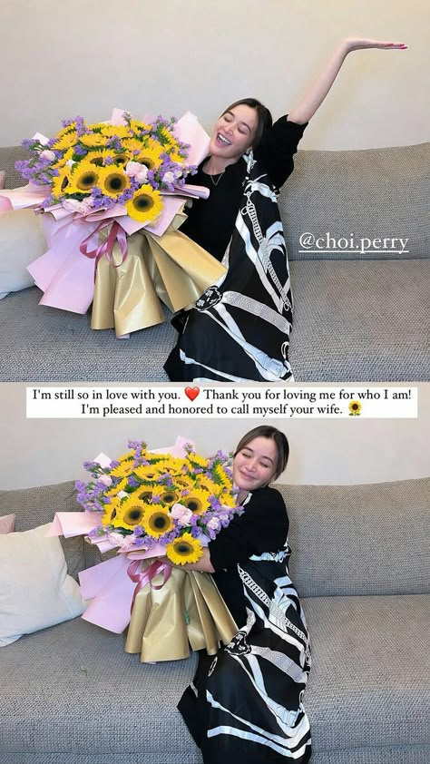 Anniversary Caption For Boyfriend, Flowers From Boyfriend Instagram Story, Appreciation Captions For Instagram, Thank You Ig Story, Thank You For The Gift Caption, Anniversary Editing, Husband Captions, Alluring Quotes, Thank You Boyfriend