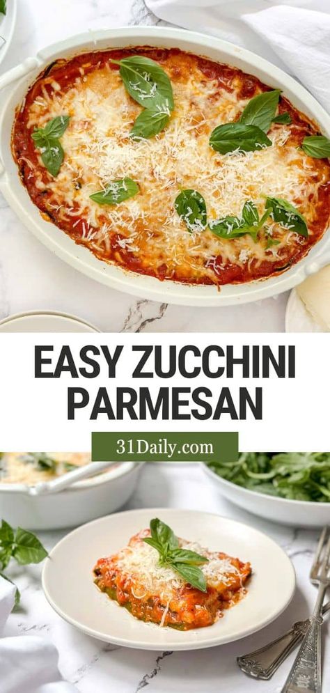 Enjoy a delicious and easy zucchini parmesan casserole. Layers of roasted zucchini, tomato sauce, and cheesy Parmesan make for a tasty side dish. Zucchini Tomato Casserole Recipes, Zucchini Parmesan Casserole, Zucchini Tomato Sauce, Caserole Recipes, Meatless Pasta, Christmas Side Dish Recipes, Zucchini Parmesan, Parmesan Casserole, Roasted Zucchini