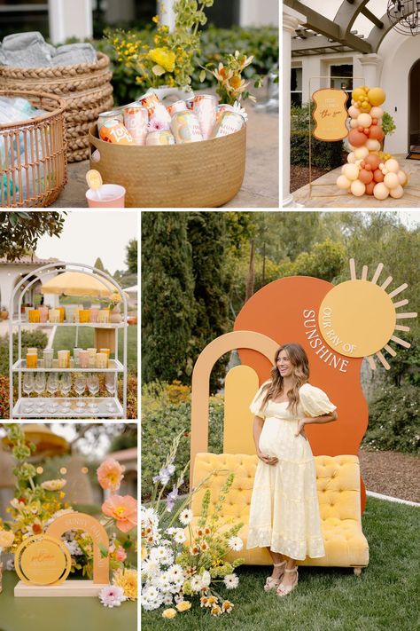 Modern Baby Shower Ideas, Unique Baby Shower Themes, Here Comes The Son, Classy Baby Shower, Sunshine Baby Shower, Bebe Shower, Sunshine Baby Showers, Baby Shower Yellow, Baby Shower Theme Decorations