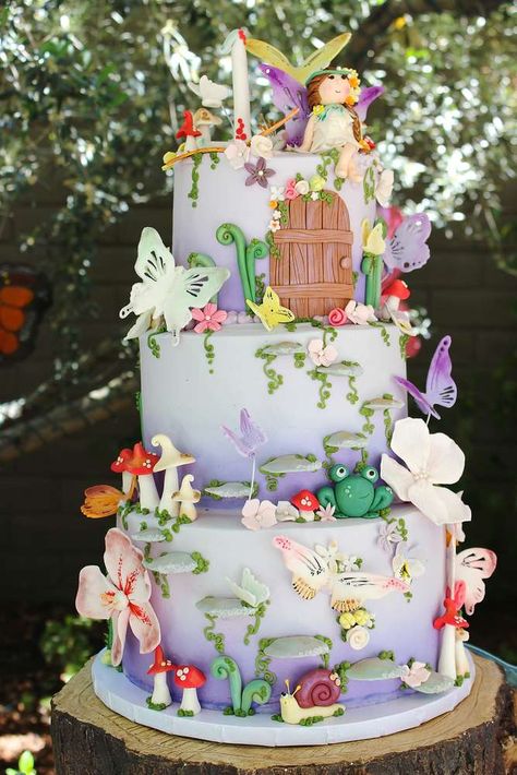 Fairy Tale Birthday Party Ideas | Photo 35 of 43 Fairy Tale Birthday Party, Fairy Garden Cake, Fairy Birthday Cake, Garden Cake, Princess Birthday Party Decorations, Fairy Garden Party, Garden Cakes, Fairy Cake, Garden Party Birthday