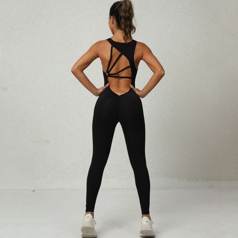 New product: Yoga Jumpsuit V-shaped Back Design Sleeveless Fitness Running Sportswear Stretch Tights Pants For Womens Clothing 👉🏽👉🏽 https://nuel.ink/bQ2oaA Overalls Summer, Stretch Tights, Yoga Jumpsuit, Jumpsuit Fitted, Bodysuit Lingerie, 1 Image, Ankle Length Pants, One Piece For Women, Botswana