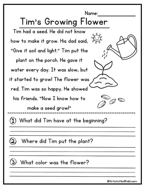 50 Kindergarten 1st Grade Reading Comprehension Passages Worksheets: Help your child practice reading comprehension with these engaging passages and questions. Perfect for kindergarten and first grade Reading For Grade 2 Student, Reading Comprehension Worksheets Grade 2, 1st Grade Reading Comprehension, Kindergarten Comprehension, Tense Worksheet, Free Reading Comprehension Worksheets, 1st Grade Reading Worksheets, 1st Grade Reading, Phonics Reading Passages