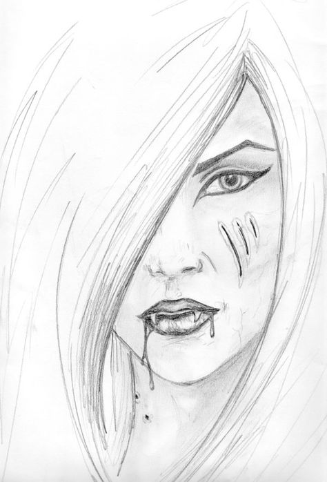 ♡ Vampire Drawing Easy, Vampire Drawing, Vampire Portrait, Teeth Fangs, Vampire Eyes, Scary Vampire, Vampire Drawings, Gothic Drawings, Art Of Drawing