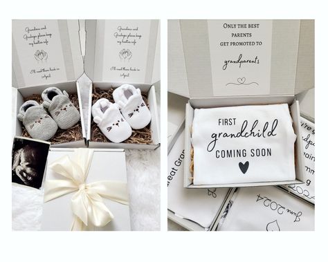 First Grandchild Announcement, Grandchild Announcement, Pregnancy Reveal Grandparents, Grandparent Announcement, First Grandchild, Custom Onesies, Baby Gift Box, Reading Gifts, Pregnancy Reveal