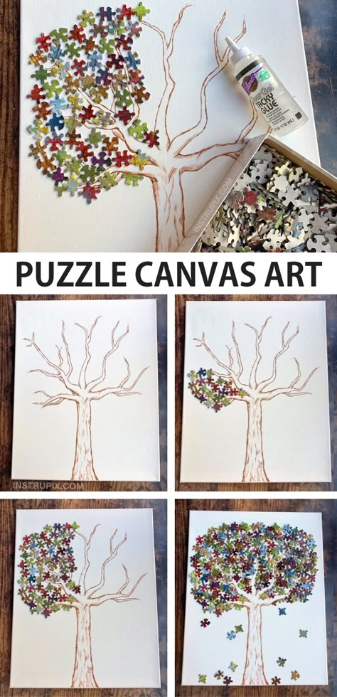 Cool Crafts For Adults Diy Ideas, Paint Craft Ideas For Adults, Elephant Craft For Adults, Jigsaw Crafts Ideas, Craft Work For Adults, Group Craft Ideas For Adults, Crafts Using Puzzle Pieces, Craft Group Ideas For Adults, Craft For Adults Ideas