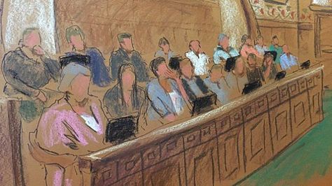 An artist's rendering of the Tsarnaev jury in federal court. (Sketch credit: Jane Rosenberg) Court Sketch Artist, Court Room Drawing, Courtroom Drawing, Courtroom Artist, Courtroom Art, Court Drawing, Court Illustration, Room Sketch, Inherit The Wind