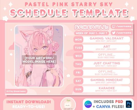 Stream Schedule, Weekly Template, Photo Editing Websites, Math Clipart, Vtuber Assets, Twitch Streaming Setup, Streaming Setup, Online Photo Editing, Twitch Stream