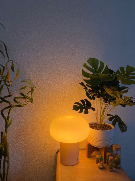 Ambient Light Lamps, Ikea Lamp Aesthetic, Night Stand Lamps Ideas, Ikea Furniture Aesthetic, Mood Lighting Bedroom Aesthetic, Warm Lamp Aesthetic, Ambient Lighting Apartment, Room Lamp Ideas, Cozy Lamps