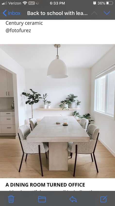 Concrete Dining Room, Concrete Top Dining Table, Grey Dining Room Table, Wall Dining Table, Hall Designs, Hall Ideas, Grey Dining Tables, Garden Magic, Apartment Dining Room