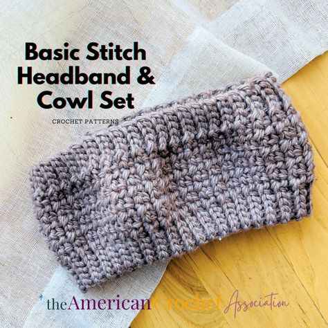 One Piece Bulky Yarn Crochet Headband and Cowl Pattern | American Crochet Association Easy Crochet Washcloth, Crochet Ear Warmer Free Pattern, Chunky Yarn Crochet Pattern, Quick Easy Crochet, Bulky Yarn Crochet, Chunky Crochet Blanket Pattern, Crochet Washcloth Pattern, American Crochet, Crochet Men