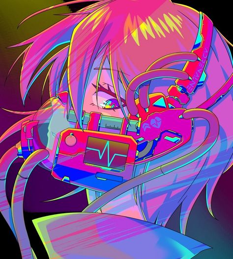 Hyper Pop Aesthetic, Eyestrain Art, Nouveau Illustration, Vaporwave Art, Cyberpunk Anime, Manga Picture, Arte Cyberpunk, Japon Illustration, Futuristic Art