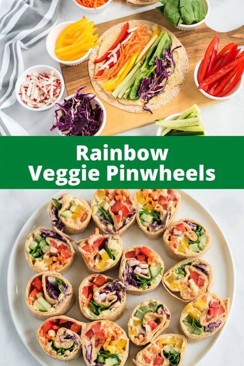 Veggie Pinwheels, Hummus And Veggies, Veggie Roll Ups, Vegan Picnic, Vegan Tortilla, Vegan Party Food, Pinwheel Recipes, Wholesome Snacks, Vegan Sandwich