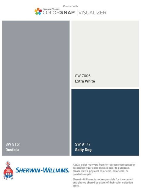 Blue-grey house with white trim and navy door Gray And Yellow Exterior House Colors, House Paint Exterior Grey White Trim Yellow Doors, Yellow Front Doors On Grey Houses, White House Yellow Trim, White House With Yellow Door, Grey House Yellow Front Door, Yellow Front Door Gray House, Blue House Yellow Front Door, Gray House Yellow Door