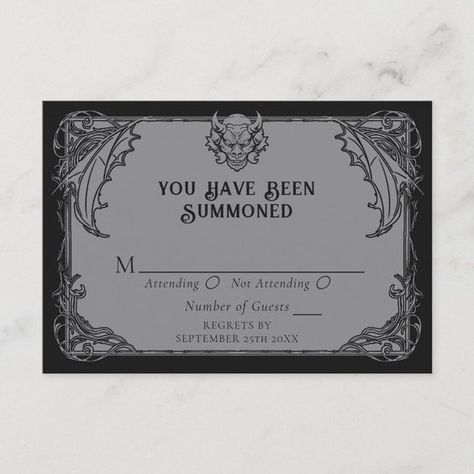 Gothic Gargoyle Wedding RSVP Enclosure Card Halloween fonts #halloweenfonts fonts #fonts font #font 6.572 Gothic Wedding Gifts, Gothic Proposal Ideas, Cheap Gothic Wedding Ideas, Dark Gothic Wedding Aesthetic, Grunge Wedding Ideas, Vampire Goth Wedding, Victorian Gothic Wedding Invitations, Gothic Wedding Theme Ideas, Gothic Wedding Invites