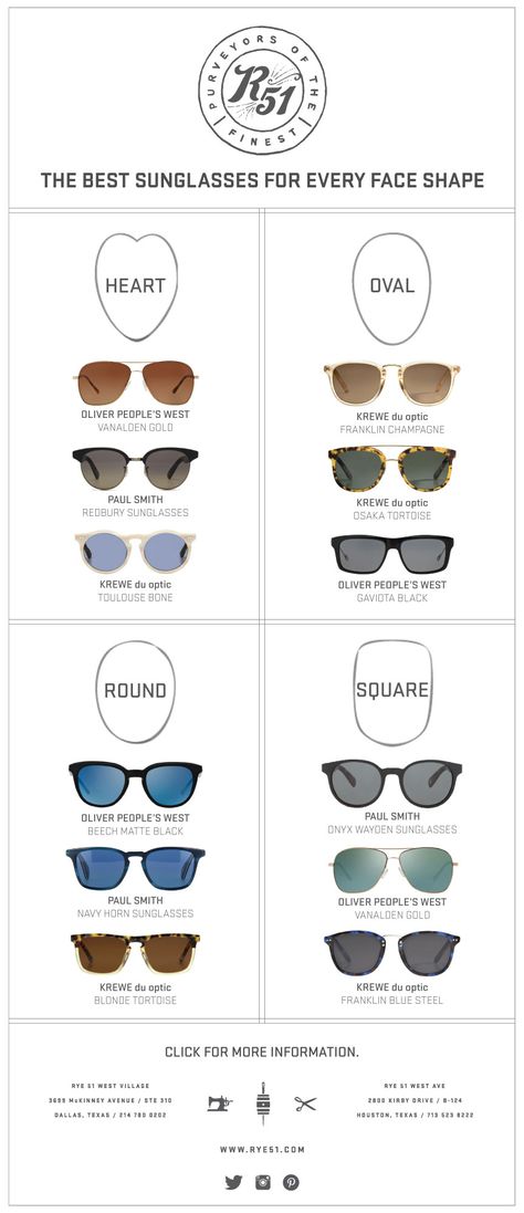 The-Best-Sunglasses-for-Every-Face-Shape---Email 2 Mens Glasses Frames Face Shapes, Face Shape Sunglasses, Glasses For Face Shape, Glasses For Your Face Shape, Mens Sunglasses Fashion, Mens Glasses Fashion, Mens Glasses Frames, نظارات شمسية, Trendy Sunglasses