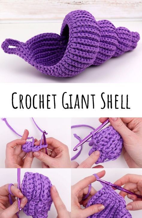 Crochet Giant Shell Crochet Bathroom Organizer, Crochet Clam Shell, Crochet Nest, Crochet Shell Pattern, Seashell Pillow, Crochet Organizer, Pom Crafts, T Craft, Seashells Patterns