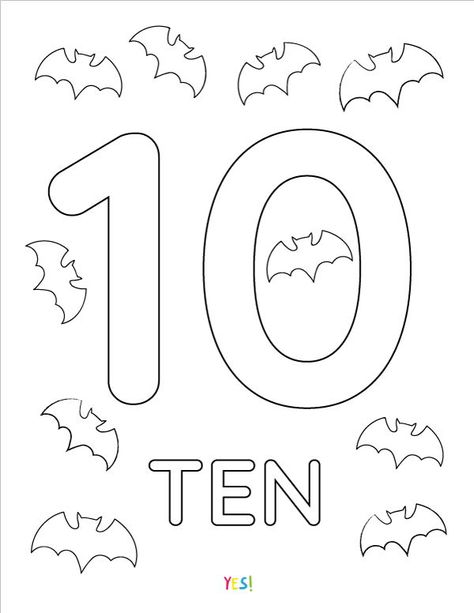 Number 10 Coloring Page, Number 10 Crafts For Preschool, Numbers Coloring Pages 1-10, Number 10 Worksheet Preschool, Numbers 1-10, Number 10 Activities, Numbers Preschool Printables, Kids Learning Numbers, Numbers Coloring Pages