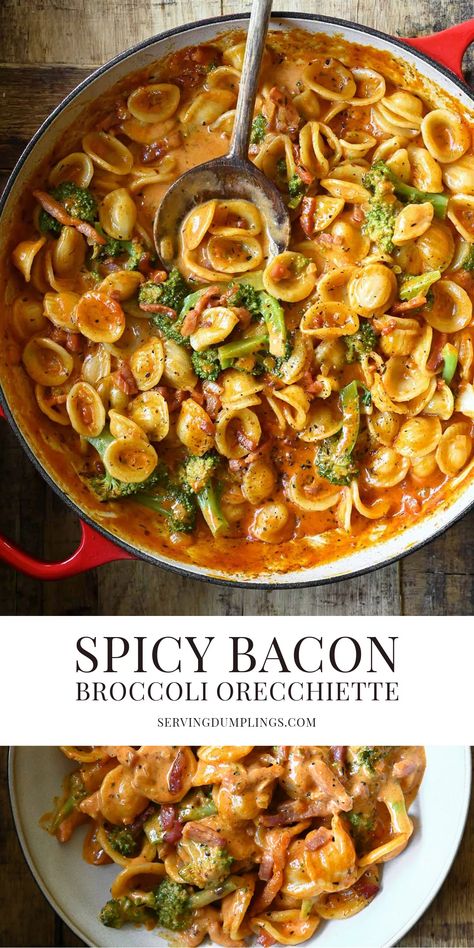 Bacon And Broccoli Pasta, Broccoli Orecchiette, Meals With Bacon, Dinner With Bacon, Meat Side Dishes, Bacon Pasta Recipes, Bacon Recipes For Dinner, Bacon Broccoli, Bacon Dishes