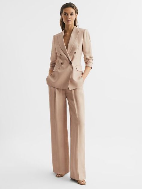 Linen Suits Women, Wide Leg Linen Trousers, Reiss Women, Linen Suits, Suit Women, Wardrobe Edit, Wide Leg Linen Pants, Linen Jacket, Of Model