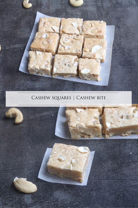 Indian Cashew Sweets, Recipes With Raw Cashews, Cashew Sweets, Cashew Cake, Cashew Bars, Cashew Cookies, Best Indian Recipes, Vegetarian Platter, Burfi Recipe